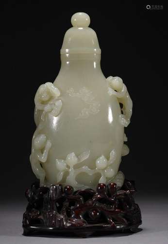 Chinese Qing Celadon Jade Boys Vase