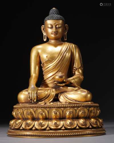Ming Gilt Bronze Statue of the Medicine Master Buddha