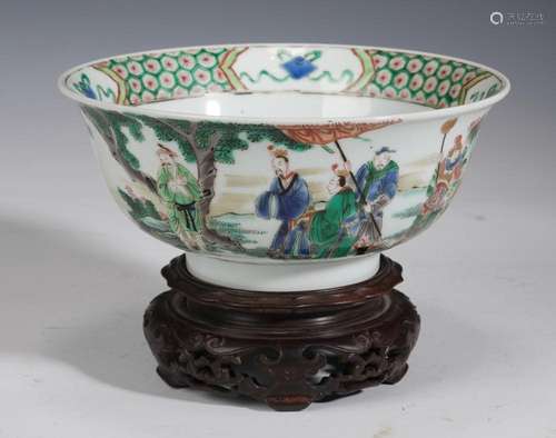 Chinese Qing Famille Verte Character Story Bowl