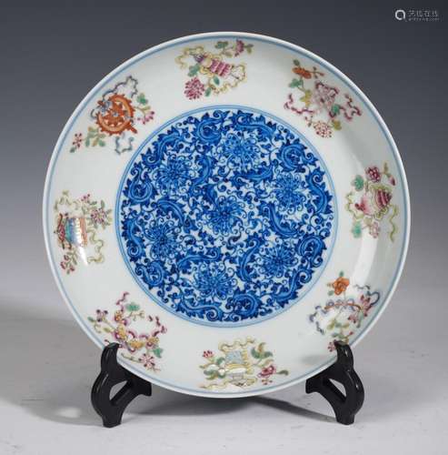 Chinese Qing Famille Rose Eight Treasures Dish