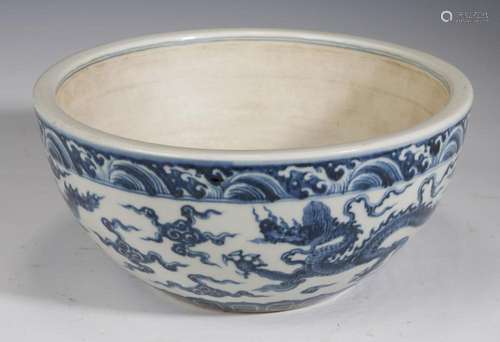 Chinese Ming Blue and White Dragon Bowl