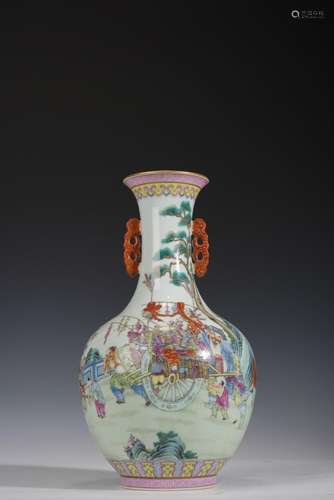 Chinese Qing Famille Rose Boys Vase