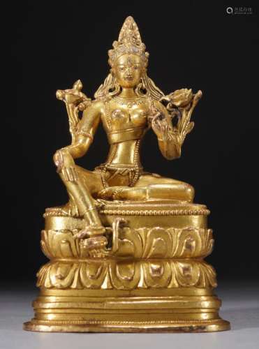 Antique Gilt Bronze Figure of Tara
