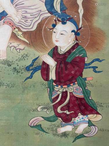 Ding Guanpeng "Manjushri Bodhisattva" on silk Pain...