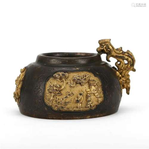 A BRONZE GILT WATERPOT