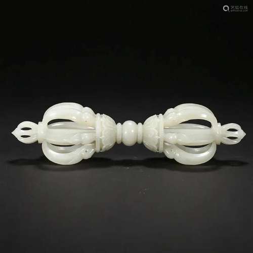 A WHITE JADE VAJRA