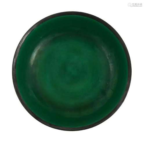 A DARK GREEN-GLAZED DISH