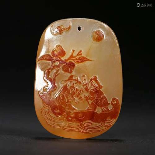 AN AGATE CARVED 'FIGURE' PLAQUE
