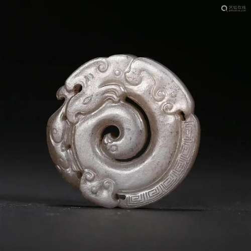 A GREY JADE 'BEAST' PENDANT