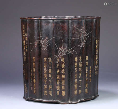 During the Qing Dynasty, the red sandalwood orchid grass poe...