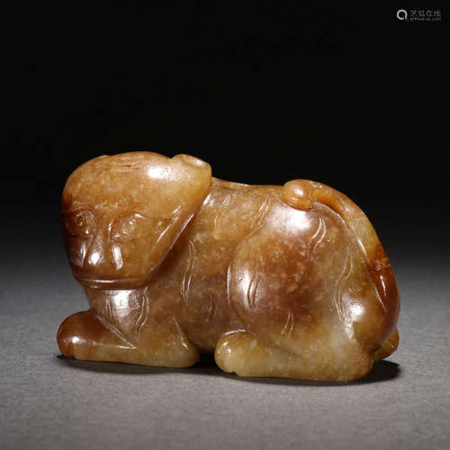 In the Qing Dynasty, Hotan Jade seed auspicious animal ornam...