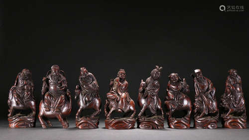 In the Qing Dynasty, a set of bamboo carved Eight Immortals ...