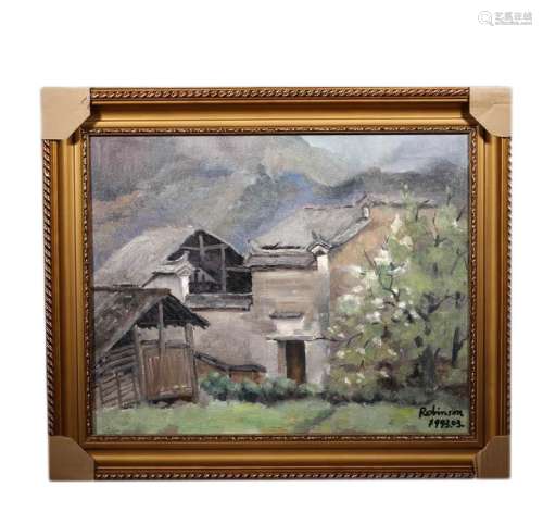 American painter Robinson personally created a landscape oil...