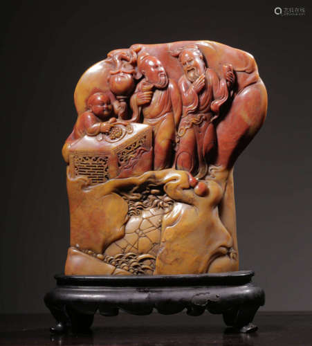 Republic of China Shoushan Stone Sculpture Figure Decoration