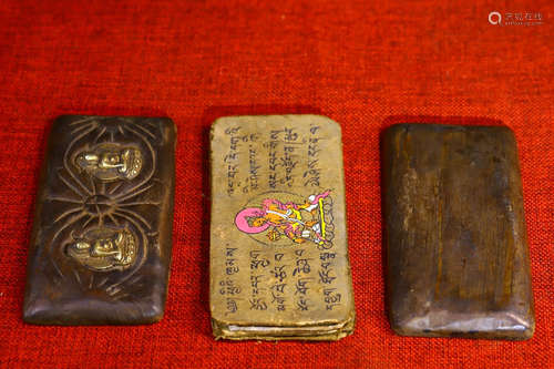 Hand-painted scriptures by prominent monks in Tibetan temple...