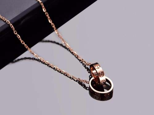 18K GOLD CARTIER LOVE DOUBLE RING NECKLACE