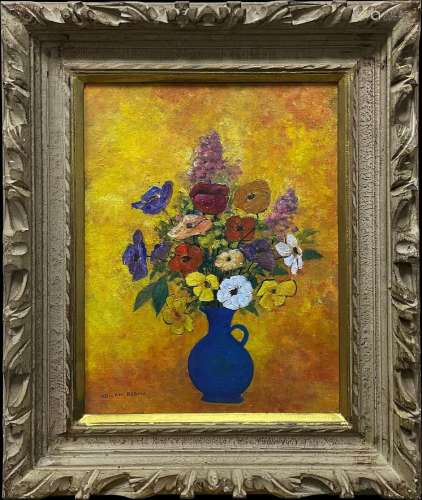 ODILON REDON 1840-1916 FRENCH OIL PAINTING ON CANVAS STILL L...