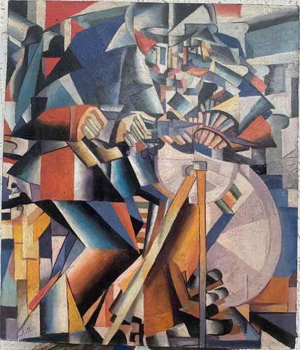 LIUBOV SERGEEVNA POPOVA 1889-1924 RUSSIAN CUBISM OIL ABSTRAC...