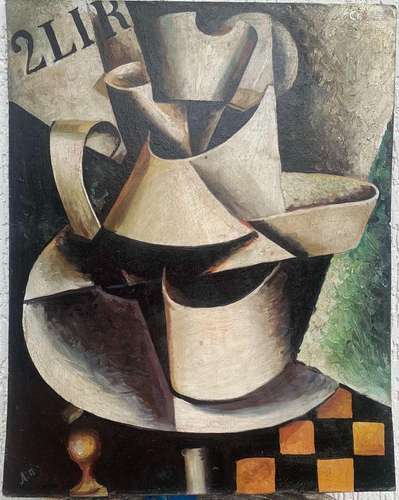 LIUBOV SERGEEVNA POPOVA 1889-1924 RUSSIAN CUBISM OIL ABSTRAC...