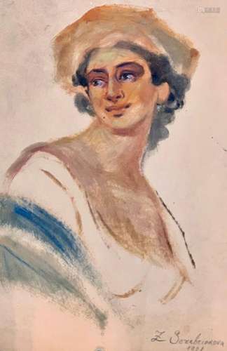 ZINAIDA SEREBRYAKOVA 1884-1967 RUSSIAN FRENCH WATERCOLOR ON ...