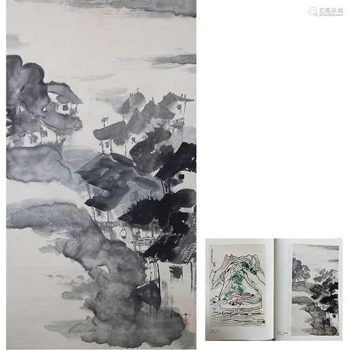 CHINESE SCROLL PAINTING OF LANDSCAPE SIGNED BY WU GUANZHONG ...