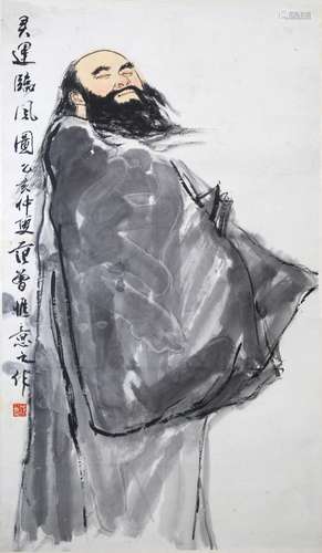 CHINESE SCROLL PAINTING OF FIGURE SIGNED BY FANZENG