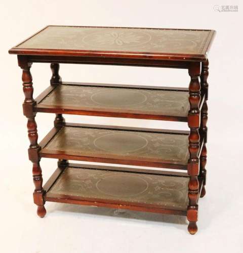 English Mahogany Serving Stand with Brass Top