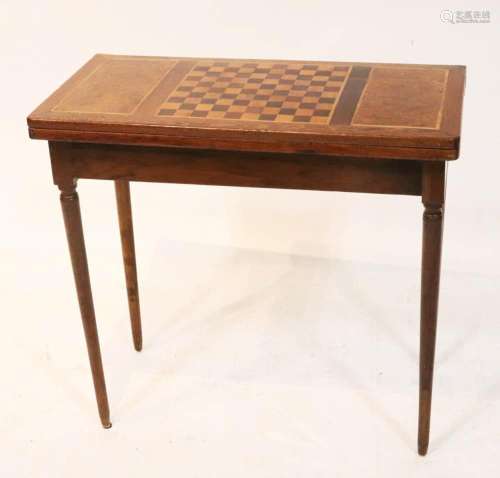 Antique Games Table with Checkerboard Top