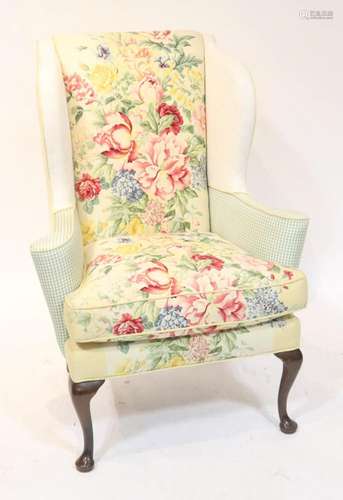 Queen Anne Style Wing Chair, Custom Upholstery