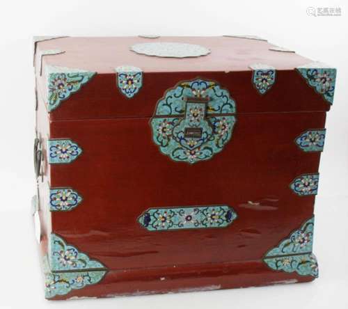 Chinese Cloisonne Red Lacquered Box