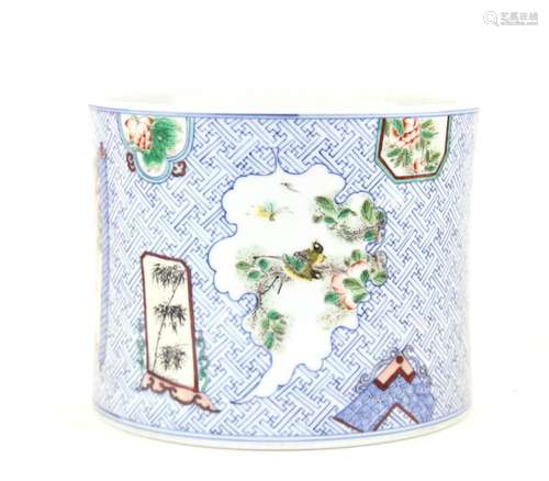 A Chinese Famille Rose Brush Pot