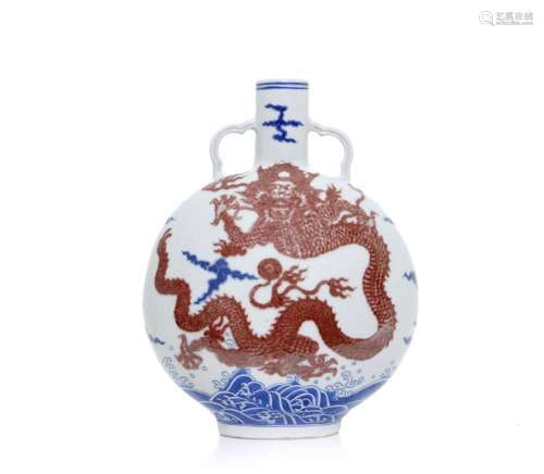 Rare Chinese Blue and White Dragon Vase