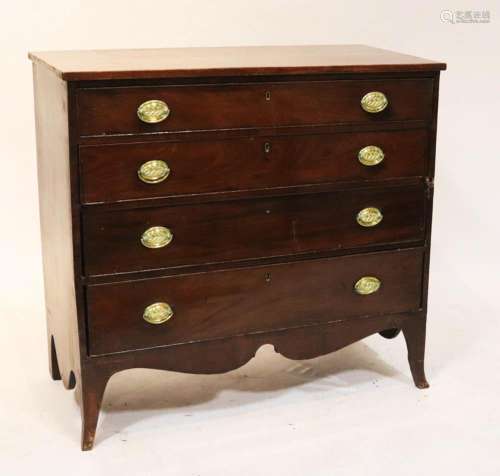 Early 19thC Federal Mahogany 4-Drawer Chest