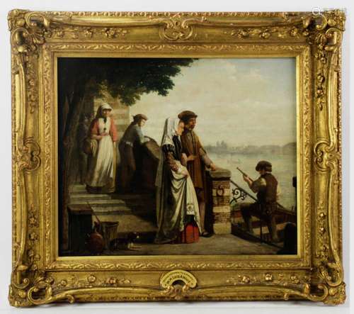 William Louis Angus, On the Terrace, Oil on Panel