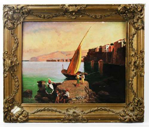 Francesco Lojacono, Mediterranean Boat Scene