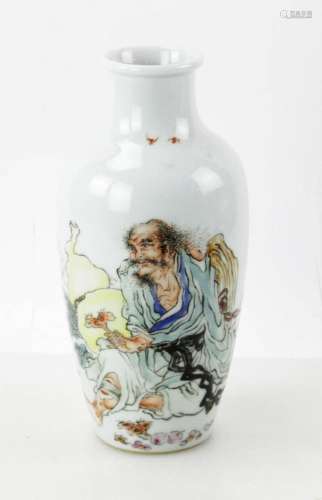 Chinese Famille Rose Vase, Luohan Figure Design