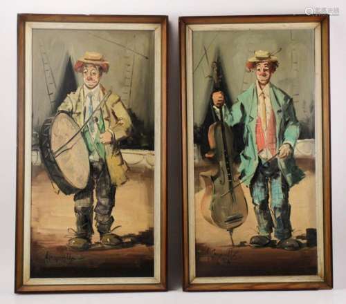 Pair of Clown Paintings, At the Circus