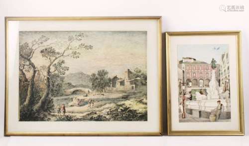 Pair of Italian Watercolors on Paper