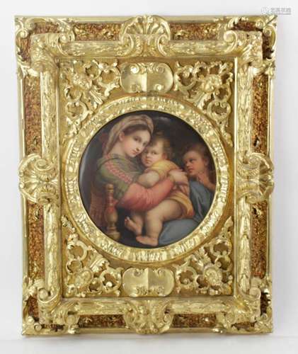 Madonna of the Chair, Porcelain Plaque After Raphael