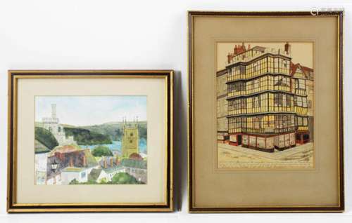 Two 20thC England Watercolors, Fowler, Butler