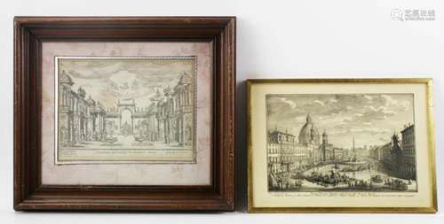 Two 17thC Italian Prints, Garden, Fountains