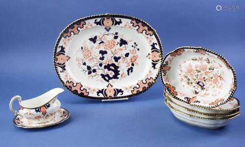 English Royal Crown Derby Platter, Gravy, Bowls