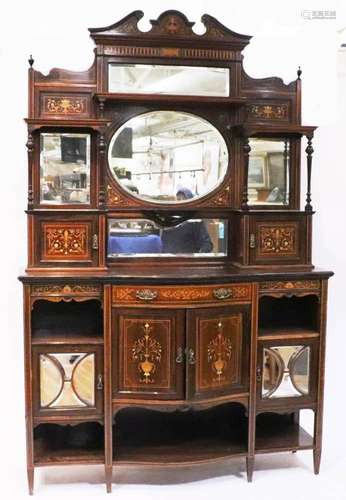 Exceptional English Inlaid 2-Part Cabinet