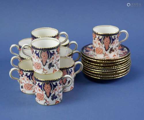 English Royal Crown Derby Coffee Cups, Saucers