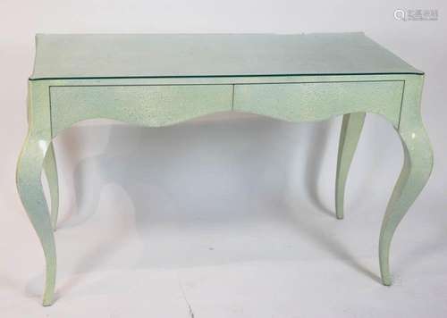 Mid-Century Style 2-Drawer Glass-Top Desk