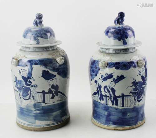 Antique Chinese Canton Covered Ginger Jars