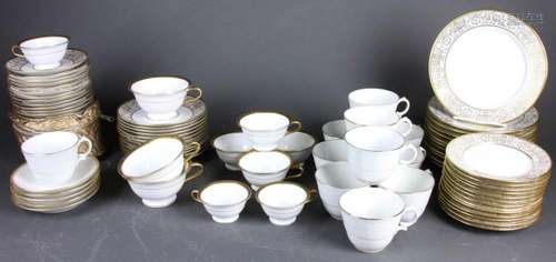 Grouping of White and Gold China