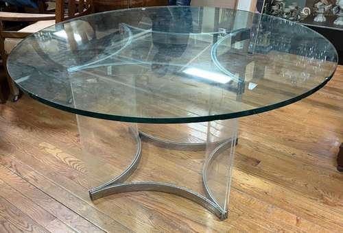 Mid-Century Modern Lucite Glass-Top Dining Table