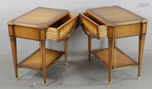 Pair of French Regency-Style Inlaid Tables