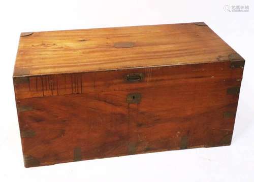 19thC Camphorwood Brass-Bound Chest